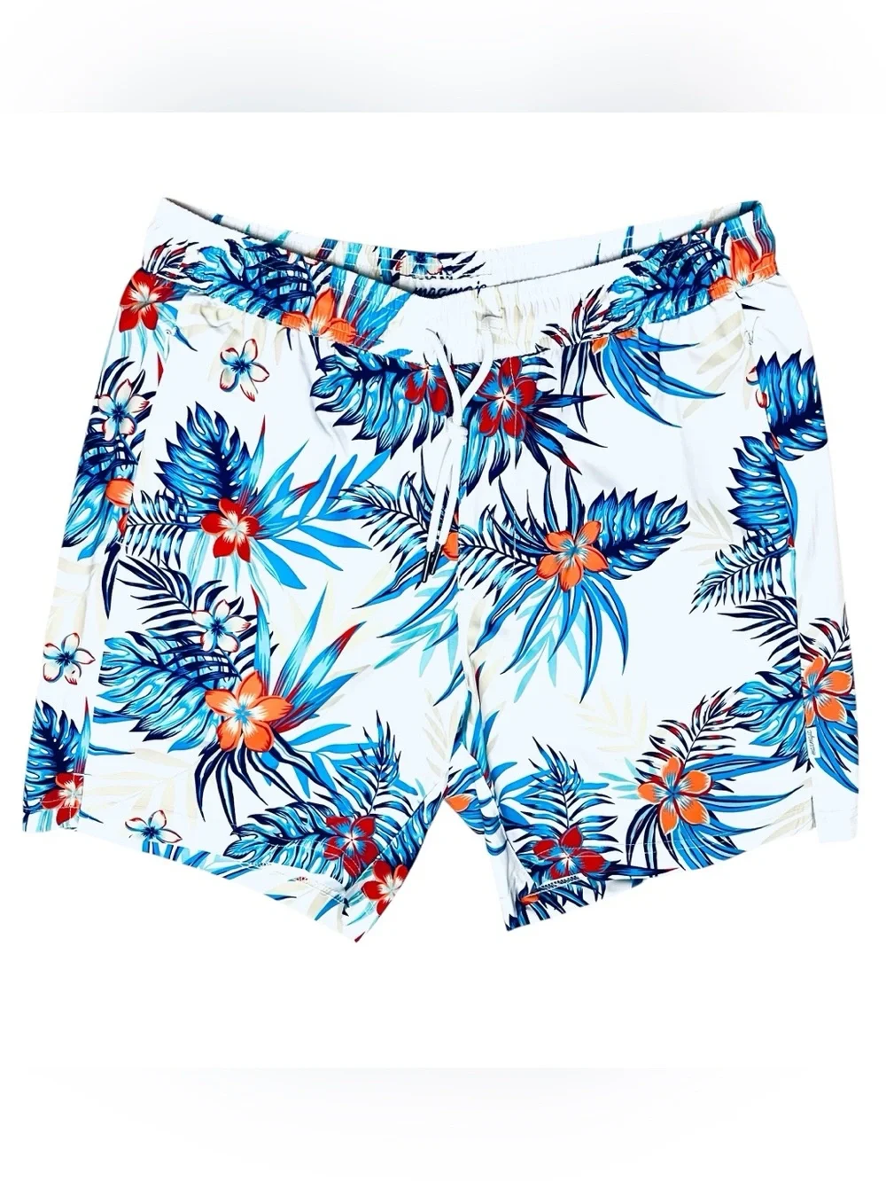 Maamgic Swim Trunks Tropical Hawaiian Liner Stretch Quick Dry Zip/Pockets Sz M